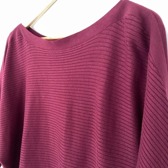 DYNAMITE RICH BURGUNDY BOATNECK BATWING RIB KNIT SWEATER, LARGE - Picture 6 of 10
